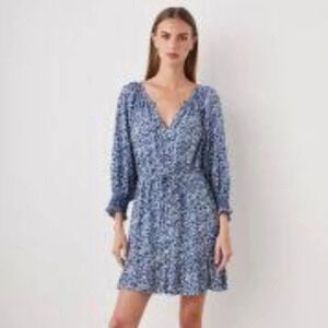 Arizona Jean Co. blue/white floral long sleeve romper peasant sleeve size Medium